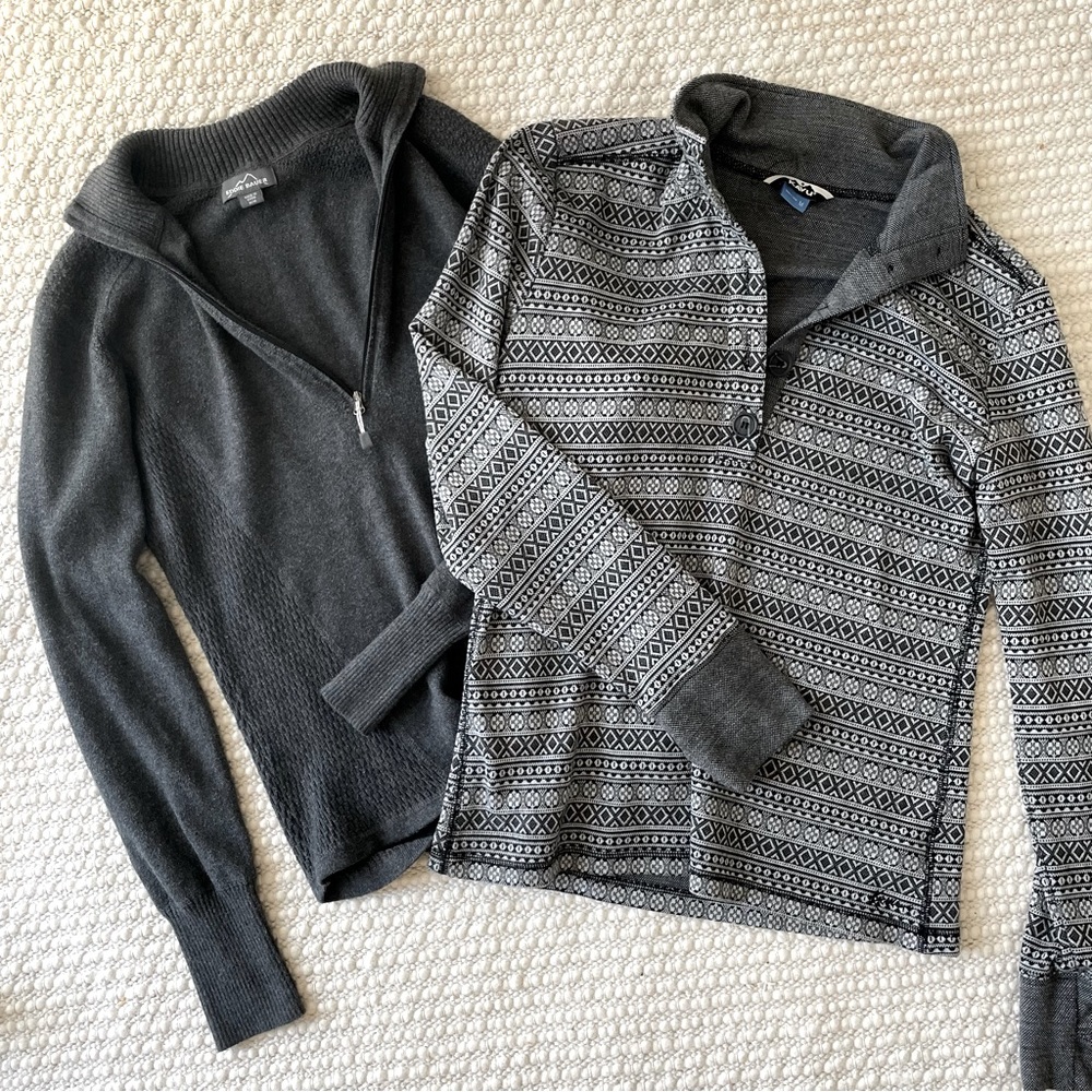 Medium Eddie Bauer & Kavu 1/4 Zip Pullover Sweaters Outdoor Hiking Base Layer